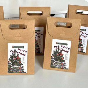 Boîtes cadeaux en papier kraft de Noël avec poignées, sacs d'emballage, boîtes de transport personnalisées avec logo pour le commerce de détail et les cadeaux de fête - Product Image 2