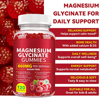 Gommes de glycinate de magnésium sans sucre 600 mg, haute absorption, vitamines D et B6 pour adultes, 120 unités, compléments alimentaires