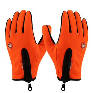 ZIYOUKE Orange Fleece Lined Touchscreen <b>Gloves</b> With Zipper For Motorcycle Riding Adult Unisex Winter Warm <b>Gloves</b> - Product Image 1