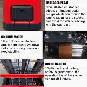 מפעל מכירה ישירה במפעל מכירה ישירה מעקה חשמלי מלגזה 1000 ק "ג 1500 ק" ג 2000 ק "ג סוללה מופעל stackers - Product Image 2