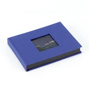 Álbum de Fotos Pequeño de 4x6 con Logotipo Personalizado, Cubierta de Tela de Lino, Material de Papel, Boda, Bebé, Fotos Familiares, Ventana Delantera, Libro de Fotos