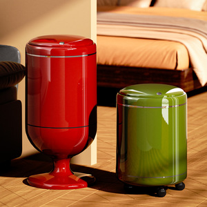 Wheeled Trash Can Cylindrical Large Capacity Indoor Use For Home Living Room Kitchen Bathroom - Product Image 2