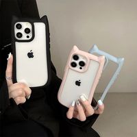 Acrylique mignon oreilles de chat étui de téléphone transparent adapté pour iPhone16/15/14/13Promax housse de protection