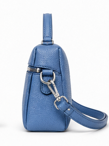 Ladies Chic Crossbody Blue Handbag Full Grain Calf Leather Satchel <b>Purse</b> - Product Image 2