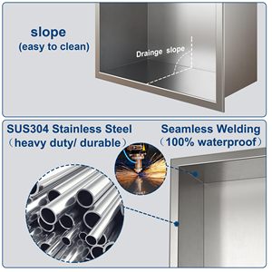 Nicchia Doccia Angolare Moderna in Acciaio Inox 304 <span class=keywords><strong>Salvaspazio</strong></span> e Impermeabile per il Mercato Europeo, Fornitore OEM - Product Image 3