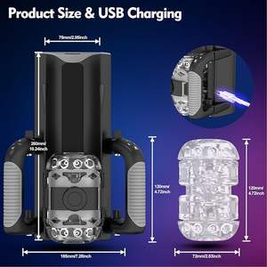 Chatte de poche avec pompe à pénis à distance de poussée de 12cm Masturbateurs mains libres avec support de téléphone et poignée pliable - Product Image 2