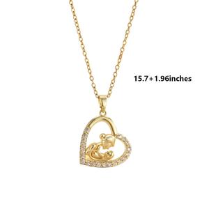 Collier Cœur <span class=keywords><strong>et</strong></span> Lune <span class=keywords><strong>Maman</strong></span> <span class=keywords><strong>et</strong></span> <span class=keywords><strong>Moi</strong></span>, Pendentif Famille Animale avec Pierres CZ, Bijou en Laiton, Cadeau - Product Image 5