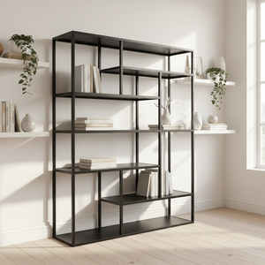 <span class=keywords><strong>Étagère</strong></span> de rangement noire mate à 5 niveaux en métal pour la <span class=keywords><strong>maison</strong></span>, nouveaux matériaux, support personnalisable, vente au détail multi-niveaux - Product Image 2