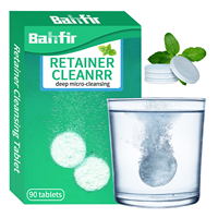 Bahfir DT-004 30 Comprimés Nettoyants pour Prothèses Dentaires Saveur Menthe pour Gouttières et Gouttières Transparentes - Rafraîchit l'haleine