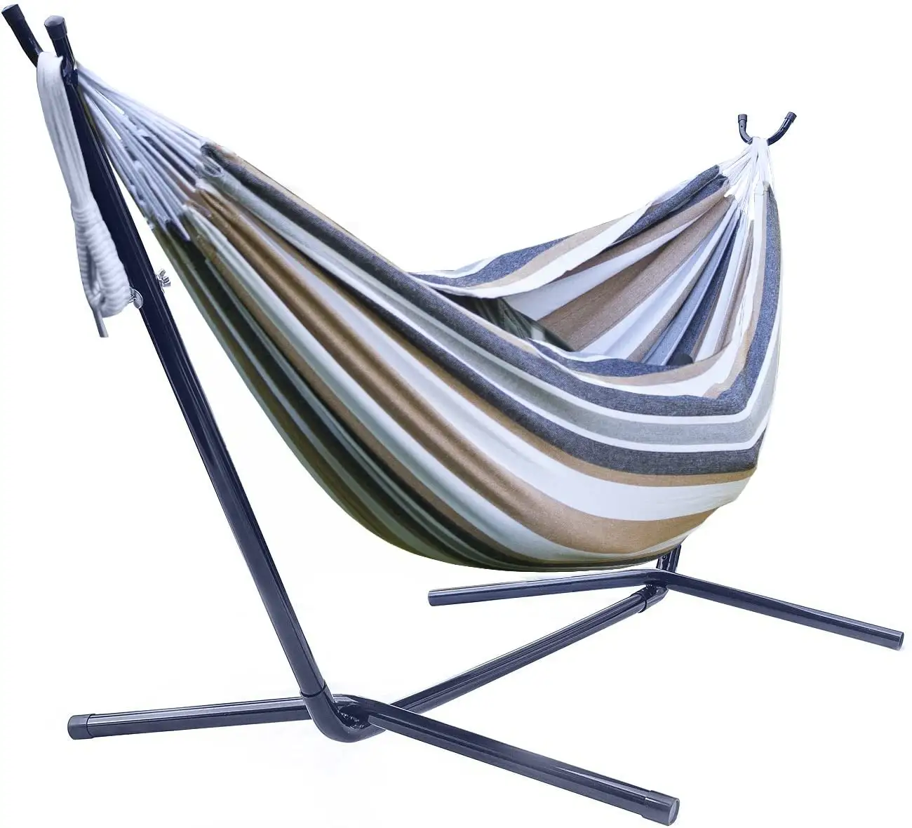 Hot Selling Portable Outdoor Indoor Double Hammock with Steel Stand Two Person Adjustable Hammock Bed