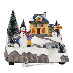 Wholesale Noel Holiday Decor Xmas Scene <strong>Resin</strong> Fiber Optic <strong>Christmas</strong> <strong>Village</strong> <strong>Houses</strong> with Mult Color Leds Lights - Product Image 3