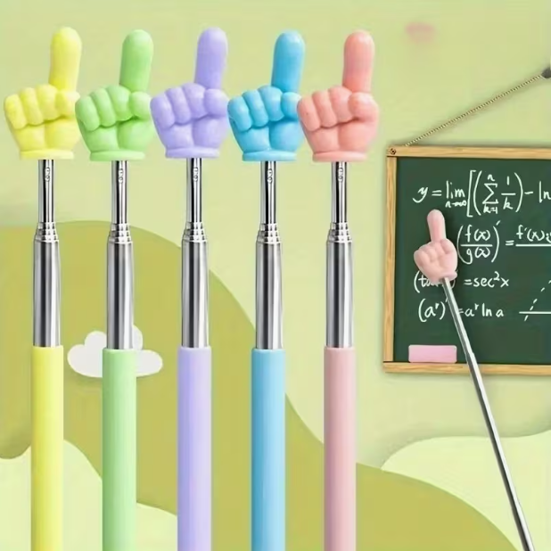 Retractable Double-Finger Reading Stick, Teaching Pointing Stick, Random Color, Reading Finger Retractable Pointing Stick