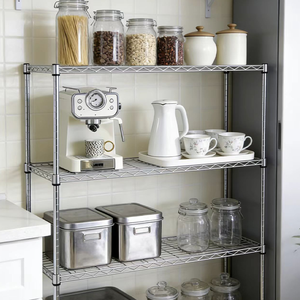 Scaffale di Stoccaggio a 4 Ripiani in Acciaio al Carbonio Cromato, 75kg, Mobile, Regolabile, Resistente, per Bagno, Balcone, Soggiorno, <span class=keywords><strong>Cucina</strong></span> - Product Image 2