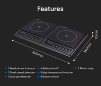 Vente flash Plaque de cuisson à induction double Chaleur résiduelle Cuisinière à induction infrarouge