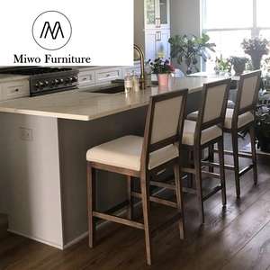 <span class=keywords><strong>Taburete</strong></span> tapizado de madera para <span class=keywords><strong>cocina</strong></span> moderna, diseño de <span class=keywords><strong>taburete</strong></span> para mostrador, comedor, uso comercial, barra de bar, silla con respaldo alto - Product Image 3