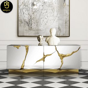 DG Luxury Living Room Modern Gold Stainless Steel Framed Wood Tv Stand Storage Kitchen Cabinet For Hotel Villa