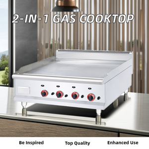 Plancha <span class=keywords><strong>de</strong></span> Cocina <span class=keywords><strong>de</strong></span> Doble Quemador, <span class=keywords><strong>Parrilla</strong></span> <span class=keywords><strong>de</strong></span> Piedra Volcánica, Multifuncional, <span class=keywords><strong>de</strong></span> Gas, Uso Comercial, Acero Inoxidable, Integrada en Mesa - Product Image 3