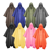 Polypongee Haoya Imperméable Noir Vert Bleu Poncho Manteau de Pluie Poncho pour Adulte