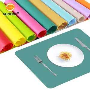 Tapete de cozinha retângulo branco transparente, esteira antiderrapante de silicone para mesa de jantar e crianças