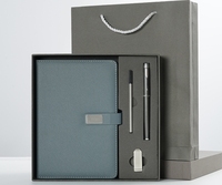 Cuaderno de Regalo Corporativo Personalizado con Logotipo de Lujo, Tapa Dura de Cuero PU A5, Encuadernado con Pegamento DX-10001, Juego de 100 Hojas, Bolígrafo y USB de Regalo