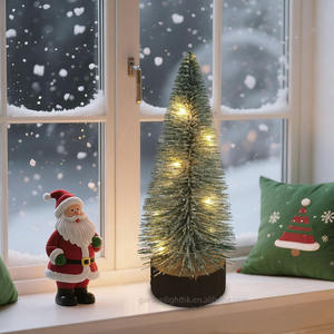 Xams Gift Artificial Green Mini <b>Bottle</b> <b>Brush</b> Christmas <b>Tree</b> with LED Snowflake Decor -Lit -Easy Setup for Home Office Party - Product Image 5