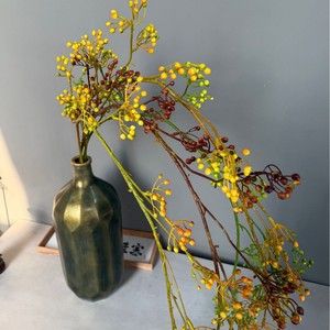 กิ่งไม้ประดิษฐ์จินซี สีส้ม สีเขียว สีน้ำตาล ดอกไม้พลาสติก ตกแต่งบ้าน จัดดอกไม้งานแต่งงาน - Product Image 2
