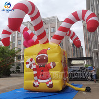 Ballon géant gonflable en forme de boîte de bâton de sucre pour événements de Noël, publicité et décoration