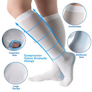 Calcetines Antiembólicos para Mujer y Hombre, Calcetines de Compresión hasta la Rodilla de 20-30 mmHg con Orificio de Inspección en los Dedos para Ayuda en la Recuperación, DVT - Product Image 1