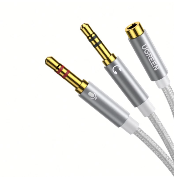 UGREEN Headphone Splitter for Computer 3.5mm Female to 2 Dual 3.5mm Male Braided Audio Splitter Cable