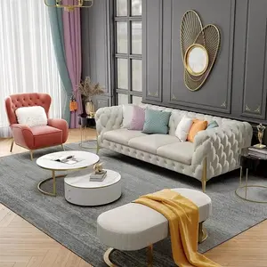 China vintage italiano largo gris boda dejando muebles de habitación conjunto de sofá muebles de lujo diseño italiano moderno