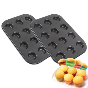 Molde para Muffins de 12 Cavidades, Antiadherente, Rectangular, para Mini Pasteles, Apto para Lavavajillas, Color Negro - Product Image 1