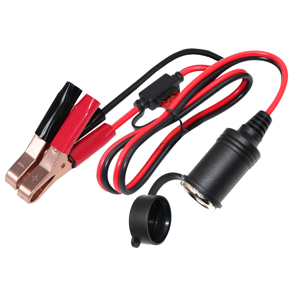 12V Car Cigarette Lighter Socket to Battery Alligator Crocodile Clips 10A Fuse Car Battery Extension Cable Adapter