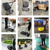 Chariot électrique compact à six roues HSLLIFT, commandé par geste, plateau plat, conception pliable pour la préparation des commandes, moteur 400W-900W