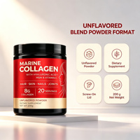 Collagène marin en poudre, acide hyaluronique, MSM, vitamine C, OEM, ODM, étiquette privée, pot de 200 g