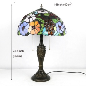 Lámpara de Mesa Estilo Tiffany Mediterráneo LongHuiJing Floral de 16 Pulgadas con LED E27, Pantalla de Vidrio con Cúpula, Lámpara de Escritorio Flexible - Product Image 4