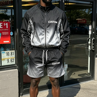 Ensemble de survêtement d'été léger en nylon avec logo brodé personnalisé, coupe-vent réfléchissant 3M et short de sport pour homme, 2 pièces