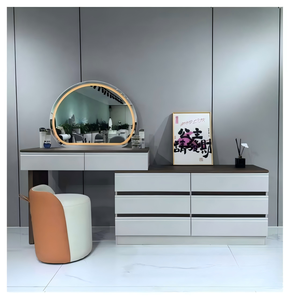 Modern Makeup Vanity <b>Table</b> With Lighted <b>Mirror</b> Storage Desk For Bedroom Furniture - Product Image 1