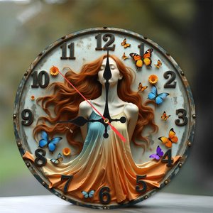 Orologio Rotondo <span class=keywords><strong>in</strong></span> <span class=keywords><strong>Legno</strong></span> da 10 Pollici con Inserimento di <span class=keywords><strong>Pietra</strong></span> Naturale o Sughero - Product Image 2