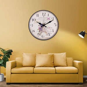 Horloge murale moderne personnalisable en verre et <span class=keywords><strong>cristal</strong></span> – Affichage à aiguilles, motif carte postale Tour Eiffel de <span class=keywords><strong>Paris</strong></span> et floral pour salon et chambre à coucher - Product Image 3