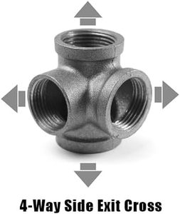 Conector en T <span class=keywords><strong>de</strong></span> Hierro Maleable Negro <span class=keywords><strong>de</strong></span> Ángulo Recto con <span class=keywords><strong>Cabeza</strong></span> Hexagonal y Salida Lateral <span class=keywords><strong>de</strong></span> 4 Vías, Superficie Sandblasted, Baja Presión para Decoración del Hogar - Product Image 3