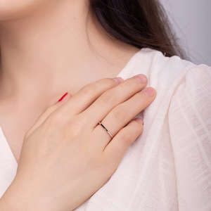Rose <b>Gold</b> Diamond Encrusted Women's <b>Ring</b> 2mm Zircon <b>Set</b> Titanium Steel Pinky <b>Ring</b> Jewelry Gift - Product Image 2