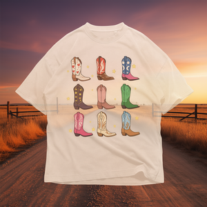 T-shirt Grafica Stivali da Cowboy Unisex Oversize Streetwear Western Y2K Stile Retrò per Concerti Country - Product Image 3