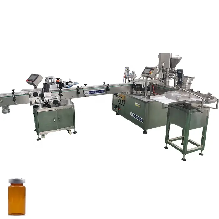 Small vials powder filling stoppering capping machine with self-adhesive labeling machine