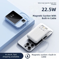 Power Bank Magnetik Plastik 10000mAh Ringkas Portabel Pengisian Cepat 22.5W