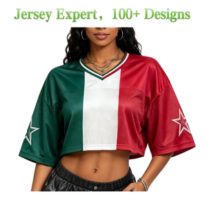 Camiseta Corta de Fútbol Femenina con Colores de la Bandera de México y Canadá, Copa Mundial 2026, Hombros Caídos, Corte Holgado, Sexy, para Fanáticas del Equipo - Product Image 4