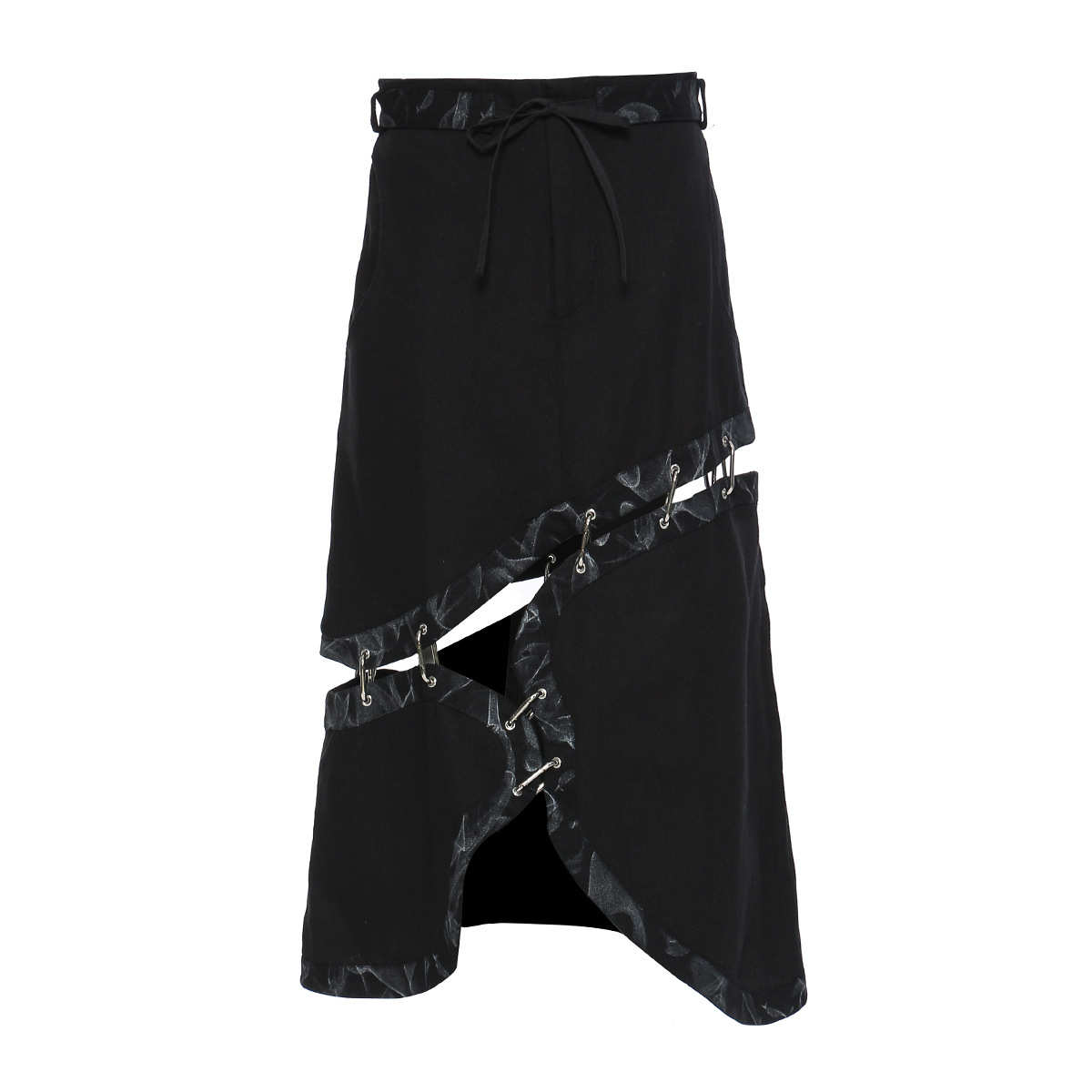 Personalized printed irregular women skirt cut denim stitching removable half skirt