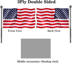 Американский флаг США <span class=keywords><strong>3x5</strong></span> футов, уличный, двусторонний, 3-слойный, яркие цвета, 220D, сверхпрочный, сделано в США, флаг-баннер с 2 люверсами - Product Image 3