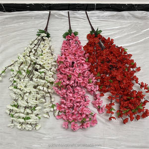 QSLH Ti390 grande fleur de fleur de pê<span class=keywords><strong>cher</strong></span> suspendue rose clair soie artificielle en gros fleur artificielle branche de fleur de cerisier - Product Image 1