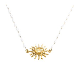 Collar de Perlas de Acero Inoxidable con Colgante de Sol, Gargantilla, Joyería para Fiesta, Chapado en Oro de 18K, Collares de Moda con Colgante - Product Image 5