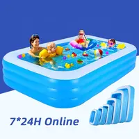 휴대용 이동할 수 있는 DDP 서비스 여름 당 다수 크기 파란 직사각형 두꺼운 Pvc 가족 성숙한 아이 팽창식 수영풀